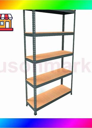 Bs металлический стеллаж emby best mix light series (размер 1800х900x300мм) 5 полок дсп до 100кг черны bas77/n