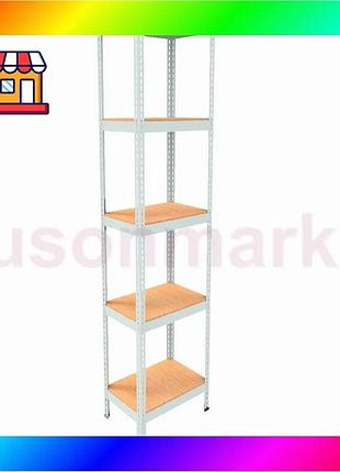 Bs металлический стеллаж emby best mix light series (размер 2100х450x300мм) 5 полок дсп до 100кг белый bas77/n