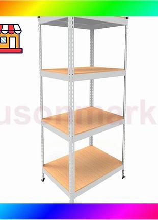 Bs металлический стеллаж emby best mix light series (размер 1500х900x600мм) 4 полки дсп до 100кг белый bas77/n