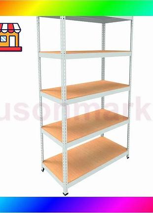 Bs металлический стеллаж emby best mix light series (размер 1800х900x450мм) 5 полок дсп до 100кг белый bas77/n