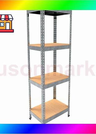 Bs металлический стеллаж emby best mix light series (размер 1500х450x300мм) 4 полки дсп до 100кг оцинк bas77/n