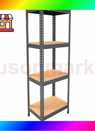Bs металлический стеллаж emby best mix light series (размер 1500х450x300мм) 4 полки дсп до 100кг черны bas77/n