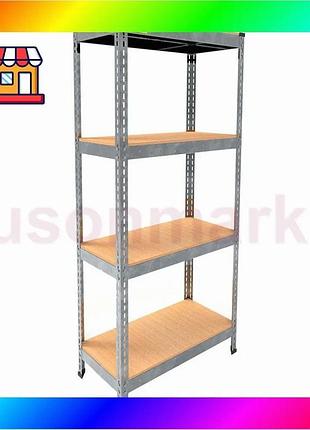 Bs металлический стеллаж emby best mix light series (размер 1500х600x300мм) 4 полки дсп до 100кг оцинк bas77/n