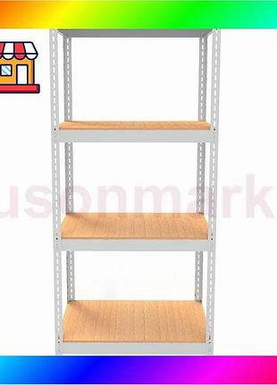 Bs металлический стеллаж emby best mix light series (размер 1500х900x450мм) 4 полки дсп до 100кг белый bas77/n