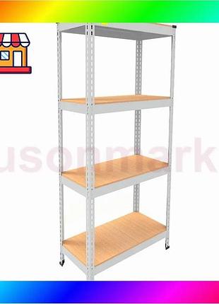 Bs металлический стеллаж emby best mix light series (размер 1500х600x450мм) 4 полки дсп до 100кг белый bas77/n