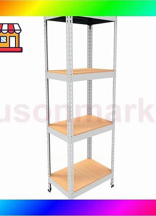 Bs металлический стеллаж emby best mix light series (размер 1500х450x300мм) 4 полки дсп до 100кг белый bas77/n