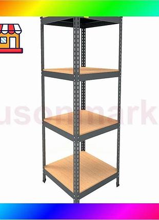 Bs металлический стеллаж emby best mix light series (размер 1500х450x450мм) 4 полки дсп до 100кг черны bas77/n