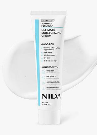 Антивіковий зволожувальний крем для обличчя nida youthful formula ultimate moisturizing cream з колагеном, ніацинамідом та гіалуро