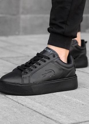 Мужские кроссовки лакоста стильные повседневные lacoste black carnaby platform lite leather sneakers 40