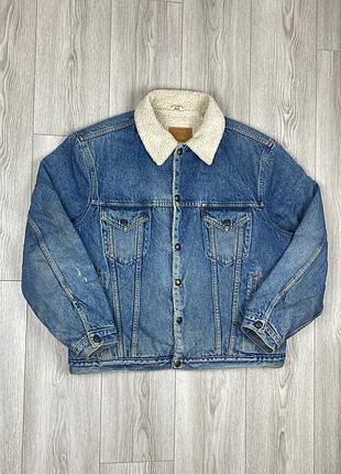 Levi's vintage denim button up trucker sherpa jacket mens large куртка