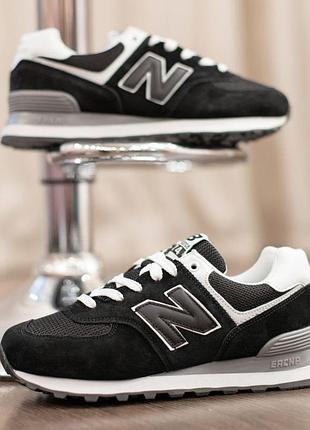 New balance 574 black white — жіночі кросівки чорні з білим, розмір 38 (24 см) 39