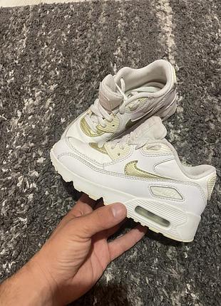 Дитячі кросівки nike air max 90 білі із золотистими вставками 30 розмір