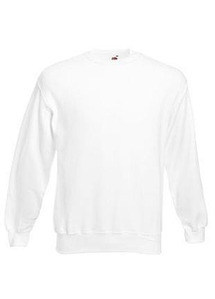 Мужской свитшот белый утеплённый флисом однотонный, опт и розница, s–3xl xl