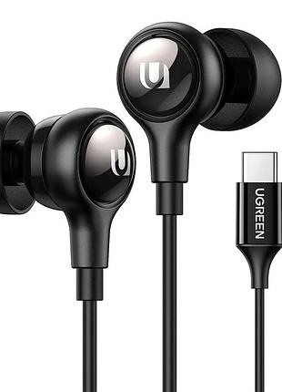 Проводные наушники ugreen usb type-c с микрофоном и управлением, 10 мм драйверы, черные