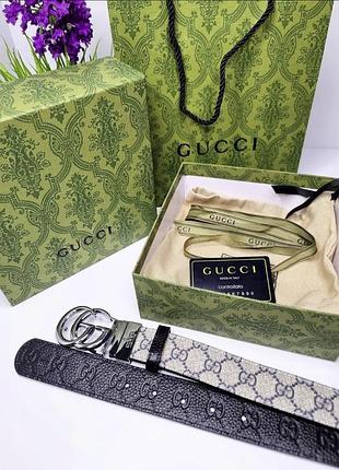 Кожаный ремень gucci двусторонний 3,5 см, ремень гуччи, ремень натуральная кожа, комплект дополнительно
