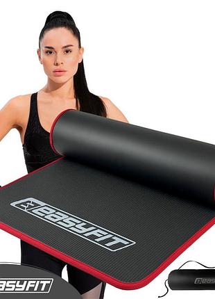 Коврик для йоги и фитнеса easyfit ef-19192-bk, антискользящий, чёрный, 180×60×1 см, nbr