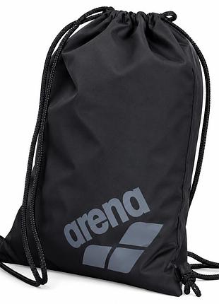Сумка -мешок для плавания arena one go swimbag водоотталкивающий для бассейна, спортзала на шнурках, 10 л черный (010239-100)