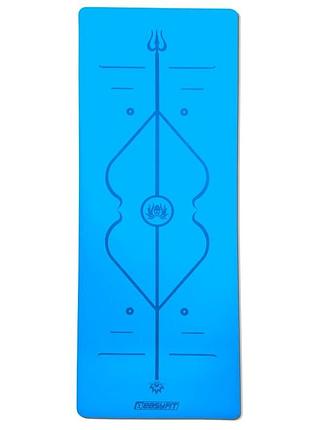 Коврик для йоги и фитнеса easyfit ef-1925-bl, антискользящий, синий, 184×68×0,5 см, каучук