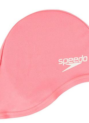 Шапочка для плавания speedo polyester cap, детская, полиэстеровая, розовая, универсальный размер osfm (8-710111587)