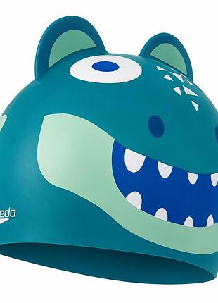 Шапочка для плавання speedo croc prt character cap, доросла, силіконова, зелена, універсальний розмір osfm (8-12240d680)
