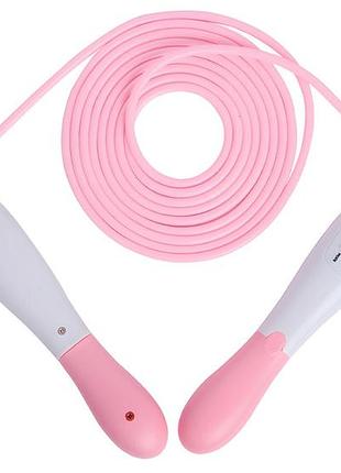 Скакалка швидкісна easyfit ef-1916-wp з лічильником 2,8 м біло-рожевий