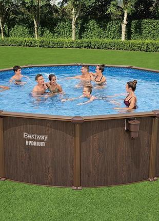 Стальной каркасный бассейн bestway круглый 550х130 см+тент+фильтр-насос песочный+лестница+подстилка