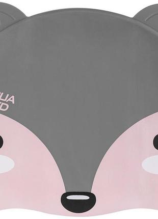 Шапочка для плавання aqua speed zoo nfox, дитяча, силіконова, сіра, універсальний розмір osfm (115-26)