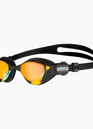 Очки для плавания arena cobra tri swipe mirror зеркальные, swipe anti-fog,uv защита черно-оранжевый (002508-355)