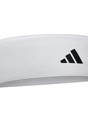Пов’язка на голову adidas, спортивна, еластична, силіконова фіксація, широка конструкція, біла (adac-16211wh-nl9)