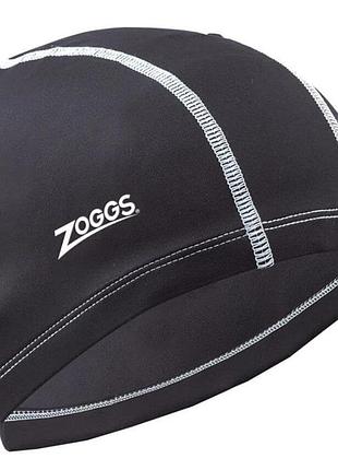 Шапочка для плавання zoggs, доросла, з поліестеру, чорна, універсальний розмір osfm (465035.bk)