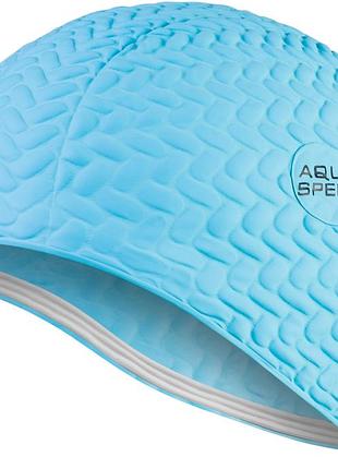 Шапочка для плавания aqua speed bombastic tic-tak, для длинных волос, латексна, голубая, универсальный размер osfm (117-02)