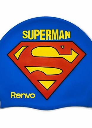 Детская шапочка для плавания renvo kuttara superman jr, синяя, 6-12 лет, универсальный размер (osfm) (1sc200-0408)
