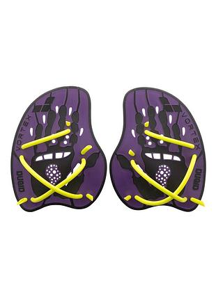 Лопатки для плавания arena vortex evolution hand paddle (95232-140-m) фиолетово-желтый m (17 × 18 см)
