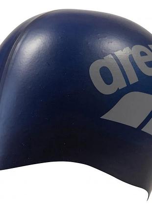 Шапочка для плавания arena big logo cap (009276-205) силикон, для тренировок, соревнований,темно-синий