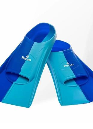 Ласти для плавання renvo frio короткі із закритою п'ятою, для басейну та відкритої води 39-41 синьо-блакитн (sf100-46 39-41)
