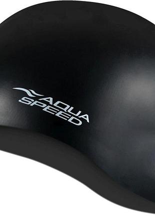Шапочка для плавання aqua speed mono, силіконова, чорна, універсальний розмір osfm (111-07)