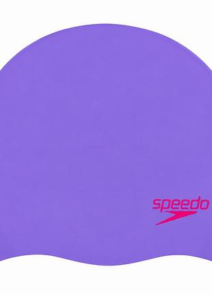 Шапочка для плавания speedo moulded cap, детская, силиконовая, фиолетовая, универсальный размер osfm (8-70990d438)