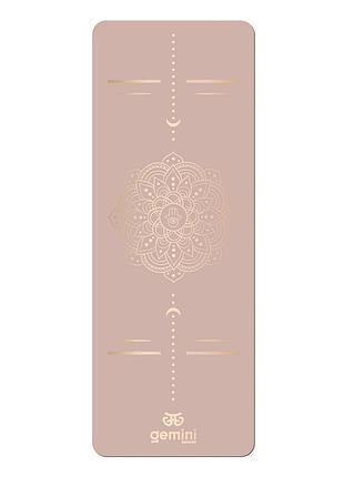 Килимок для йоги та фітнесу gemini каучуковый, противоскользящий, 183×68×0,5 см, бежевый, puy-3900-1