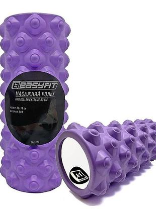 Массажный ролик easyfit ef-2023-v, eva-пена, фиолетовый, 33×14 см - для йоги, фитнеса, реабилитации