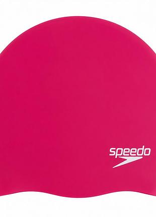 Шапочка для плавания speedo moulded cap, взрослая, силиконовая, розовая, универсальный размер osfm (8-70984b495)