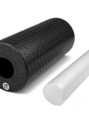 Массажный ролик easyfit ef-2035-1 2-в-1, epp-пена, черный, 33×14 см - для йоги, фитнеса, реабилитации
