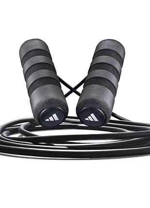Скакалка adidas speed rope, швидкісна скакалка для кардіо, витривалості та координації, 3м. чорна (adrp-12234-nl)