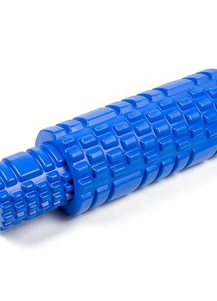 Массажный ролик easyfit ef-7737s-3, eva-пена, синий, 33×14 см - для йоги, фитнеса, реабилитации