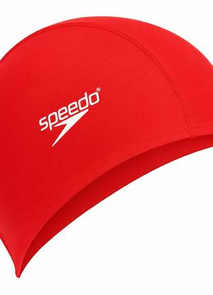 Шапочка для плавания speedo polyester cap, полиэстеровая, красная, универсальный размер osfm (8-710080000-4)