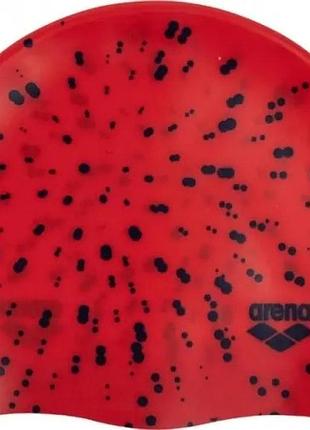 Шапочка для плавания детская arena print junior силикон 6-12 лет красный (94171-232)