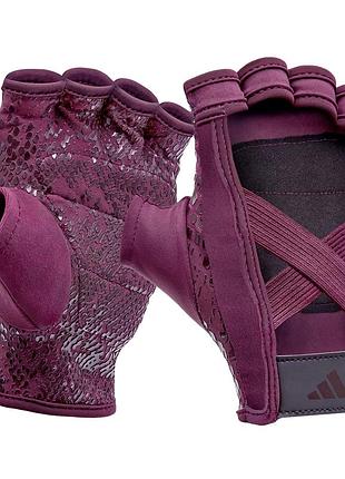 Перчатки для тренировок adidas women's, m (обхват 19-20 см), женские, фиолетовые, экокожа, для фитнеса и спорта (adgb-15022)