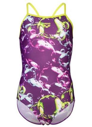 Купальник для дівчат arena soap bubbles swimsuit light drop (upf 50+) 164 см фіолетово-білий (008994-960-164)