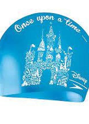 Шапочка для плавання speedo slogan prt cap, дитяча, силіконова, блакитна, універсальний розмір osfm (8-08386f301)