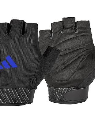 Перчатки для тренировок adidas essential, m (обхват 20-21.5 см), дышащие, черные, экокожа, для фитнеса и спорта (adgb-12434-nl)