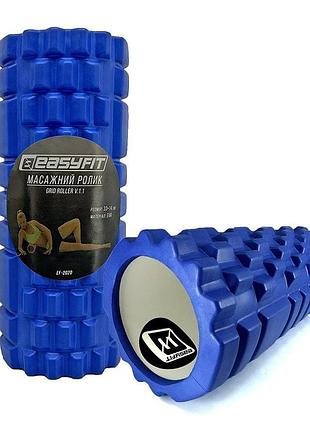 Масажний ролик easyfit ef-2020-bl, eva-піна, синій, 33×14 см - для йоги, фітнесу, реабілітації